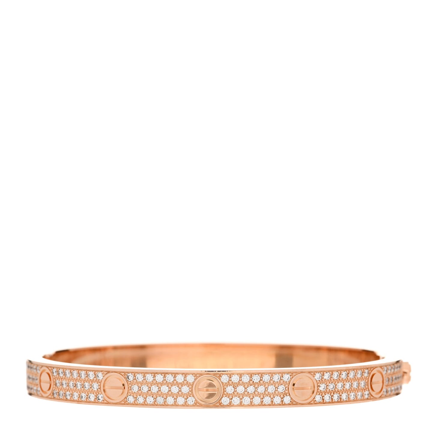 18K Pink Gold Diamond LOVE Paved Bracelet 19