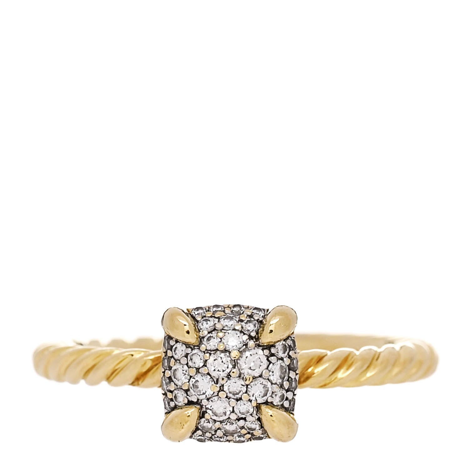 David Yurman 18K Yellow Gold Diamond 7mm Chatelaine Pave Ring 50 5.5 1 of 6
