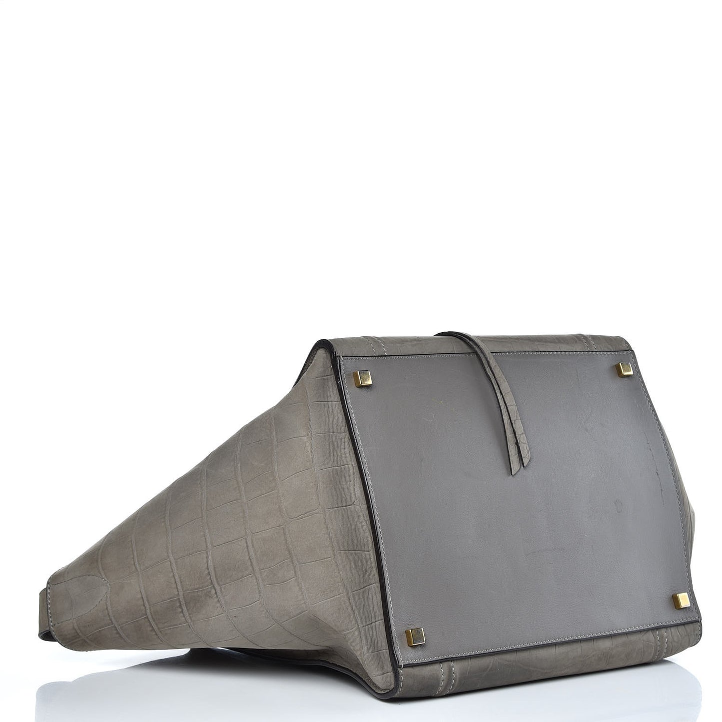 Crocodile Embossed Nubuck Large Phantom Luggage Grey