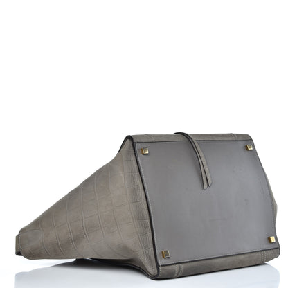 Celine Crocodile Embossed Nubuck Large Phantom Luggage Grey 4 of 18