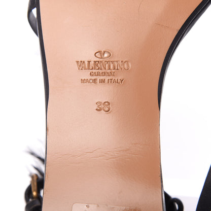 Valentino Garavani Nappa Feather Flat Sandals 38 Black 10 of 10