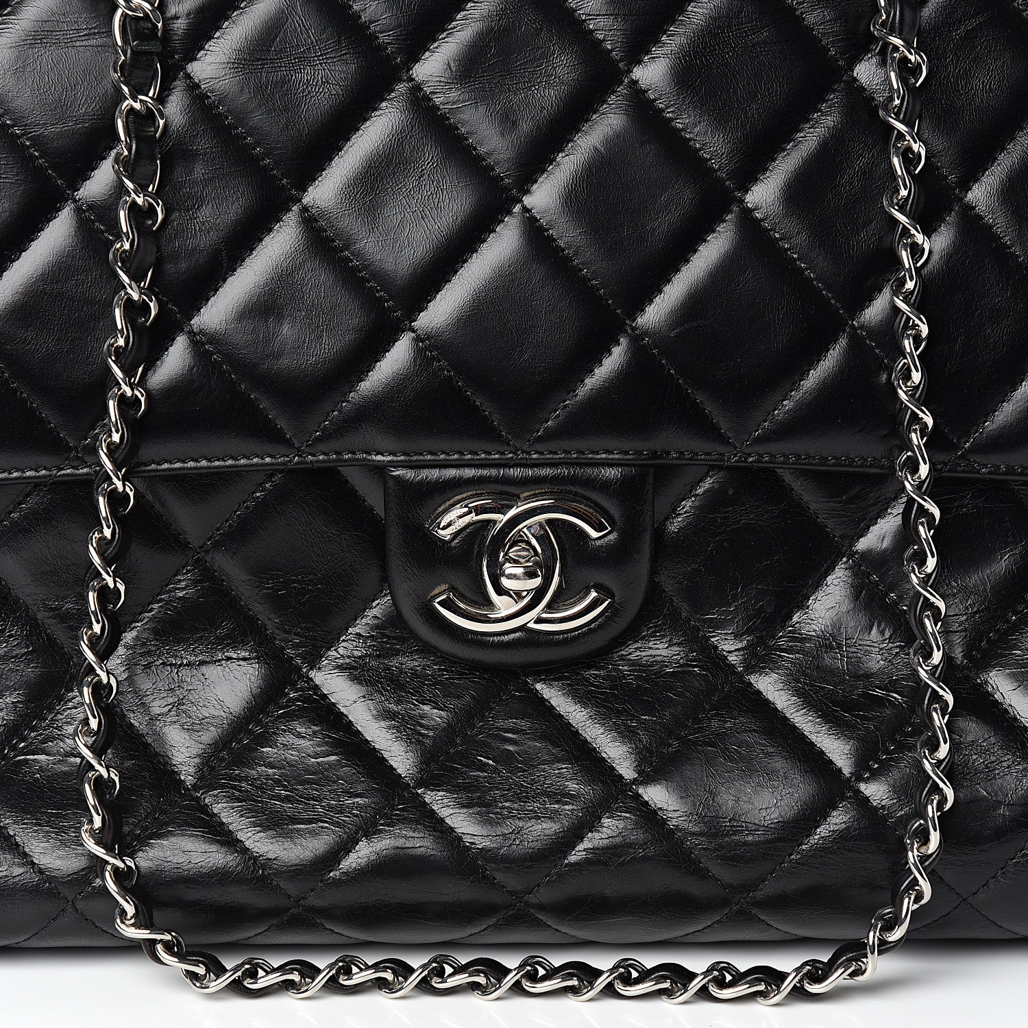 Chanel Glazed Calfskin Quilted Large CC Delivery Tote Black 9 of 9