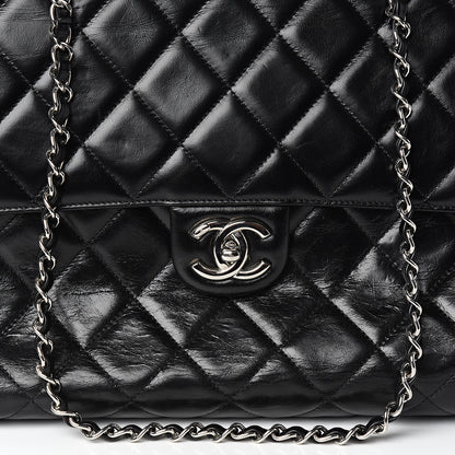 Chanel Glazed Calfskin Quilted Large CC Delivery Tote Black 9 of 9