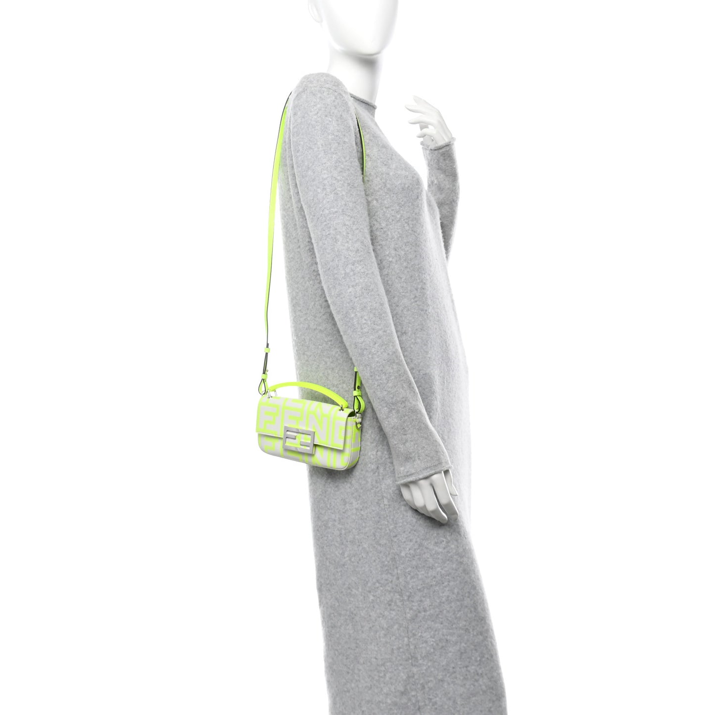 X MARC JACOBS Nappa Vitello King Logo Print Phone Baguette Yellow Fluo