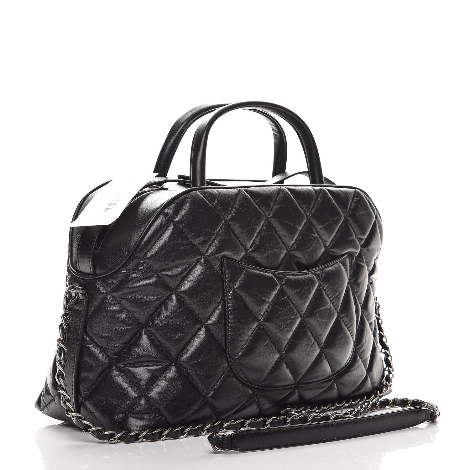 Chanel Aged Calfskin Small Bowling Bag Black 4 of 8