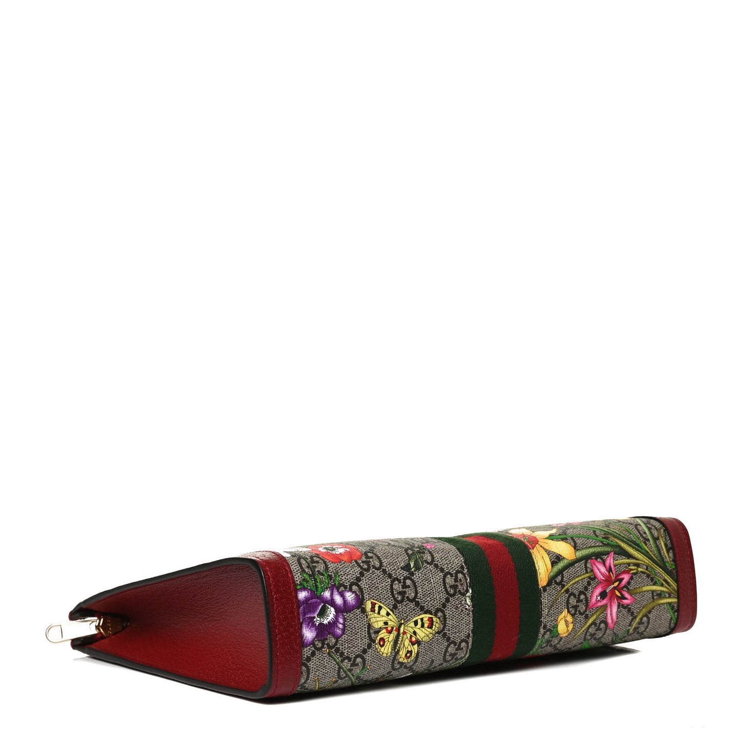 GG Supreme Monogram Flora Web Ophidia Pouch Red