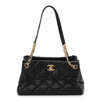 Chanel Calfskin Stitched Small Retro Chain Tote Black 1 of 10