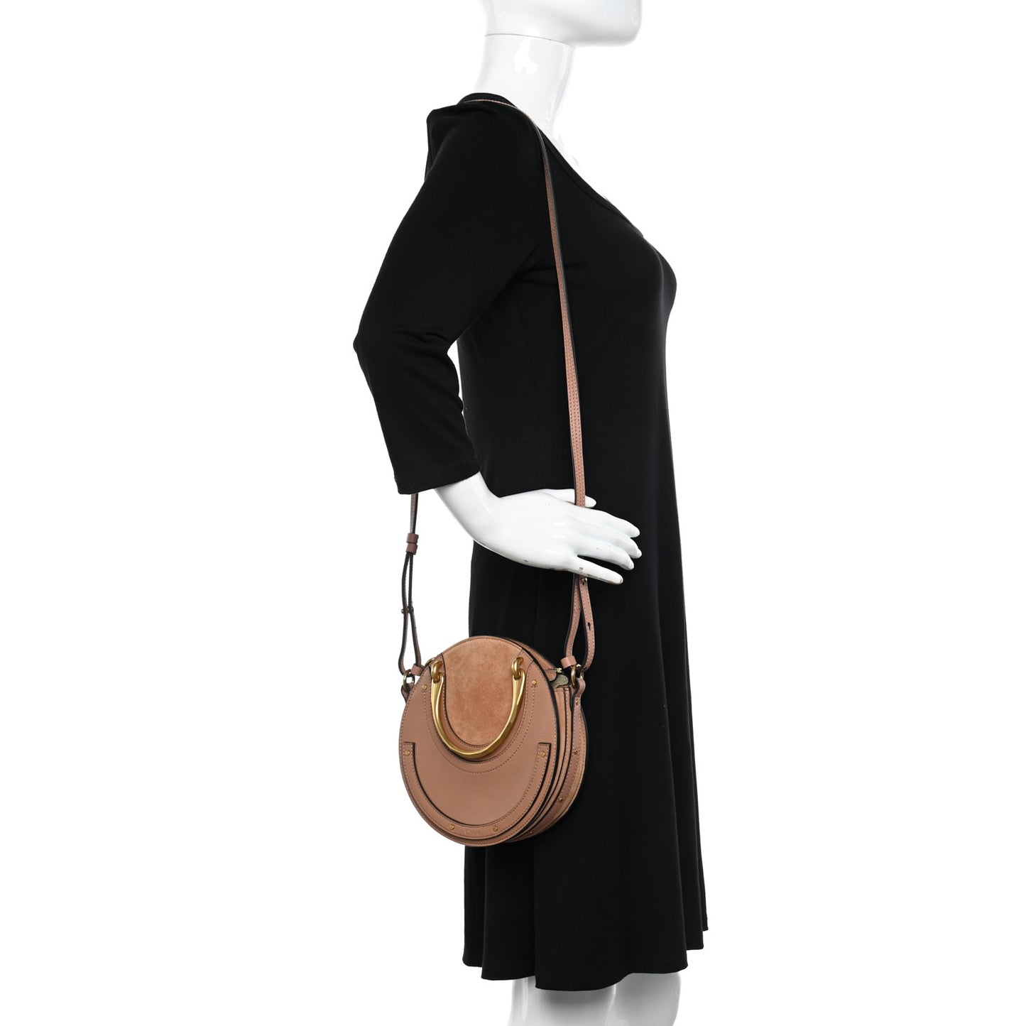 Shiny Goatskin Suede Small Pixie Bag Caramel