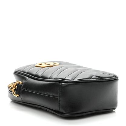 Gucci Calfskin Matelasse Mini GG Marmont Crossbody Bag Black 4 of 11