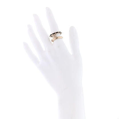 Chanel Metal Lambskin CC Ring 52 Gold Black 2 of 5