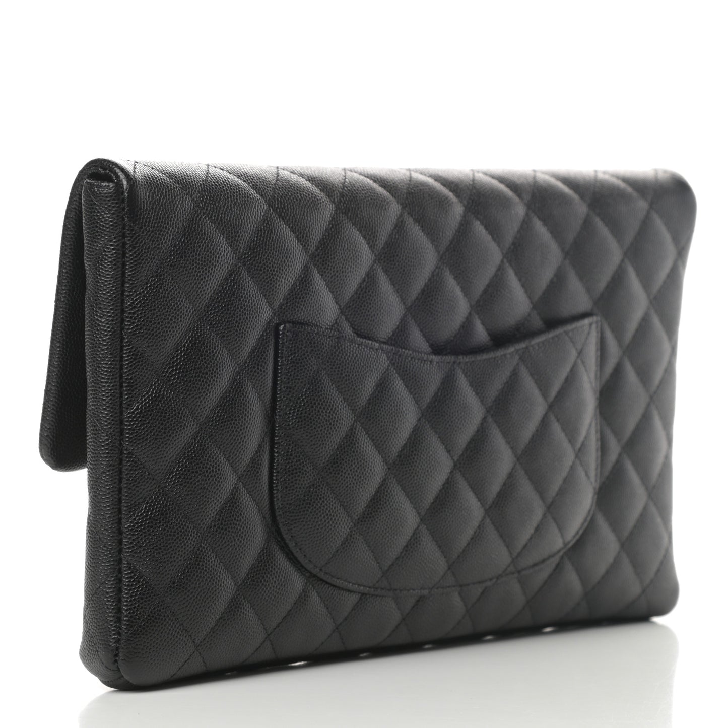 Caviar Quilted Flap Clutch Black