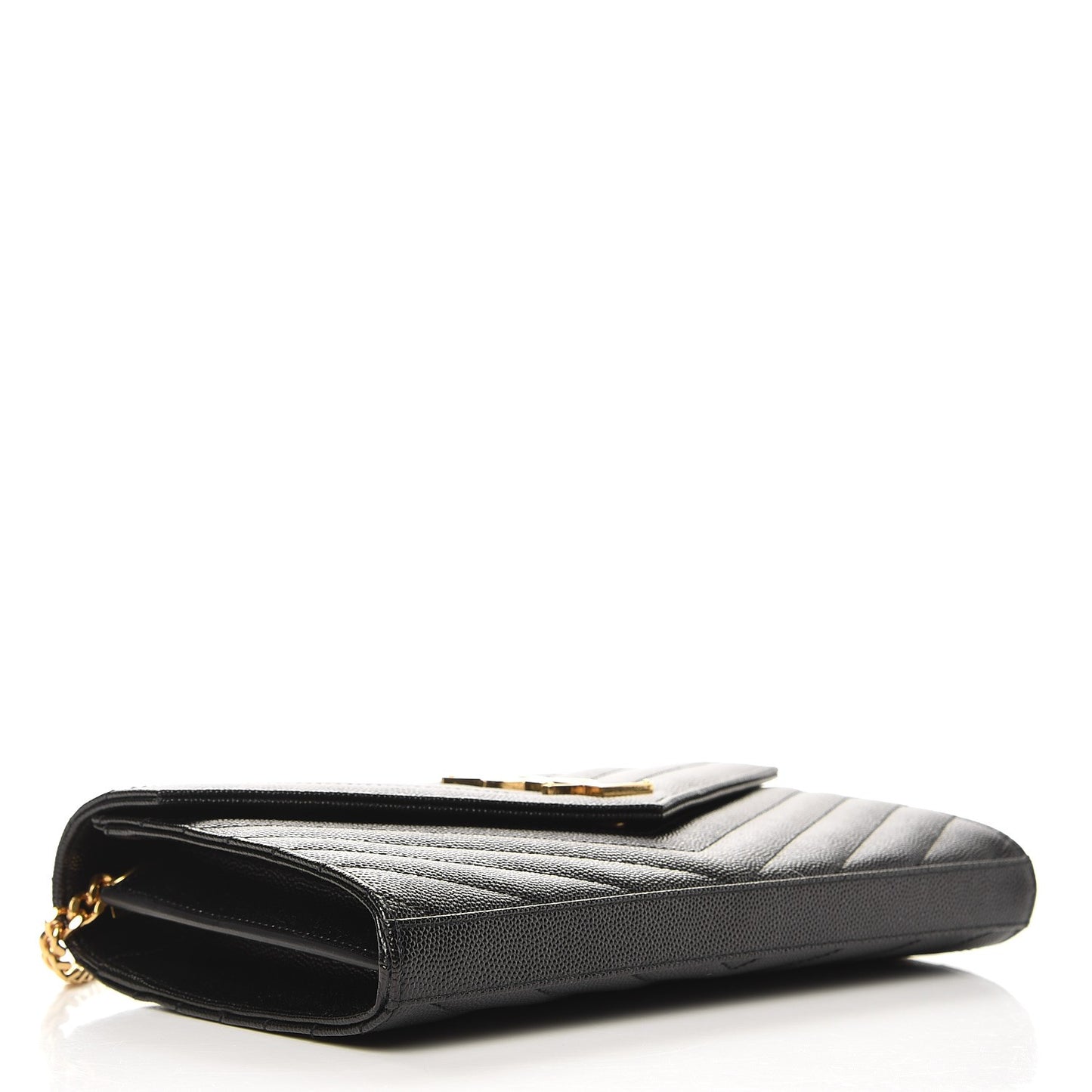 Grain De Poudre Matelasse Chevron Monogram Chain Wallet Black