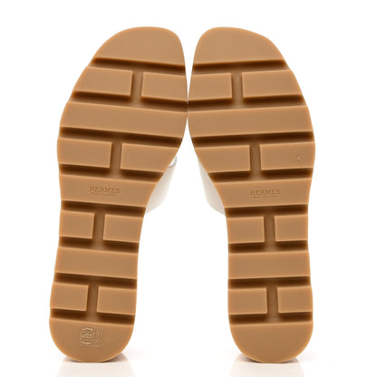 Hermes Calfskin Cork Eze 30 Sandals 38 White 5 of 8