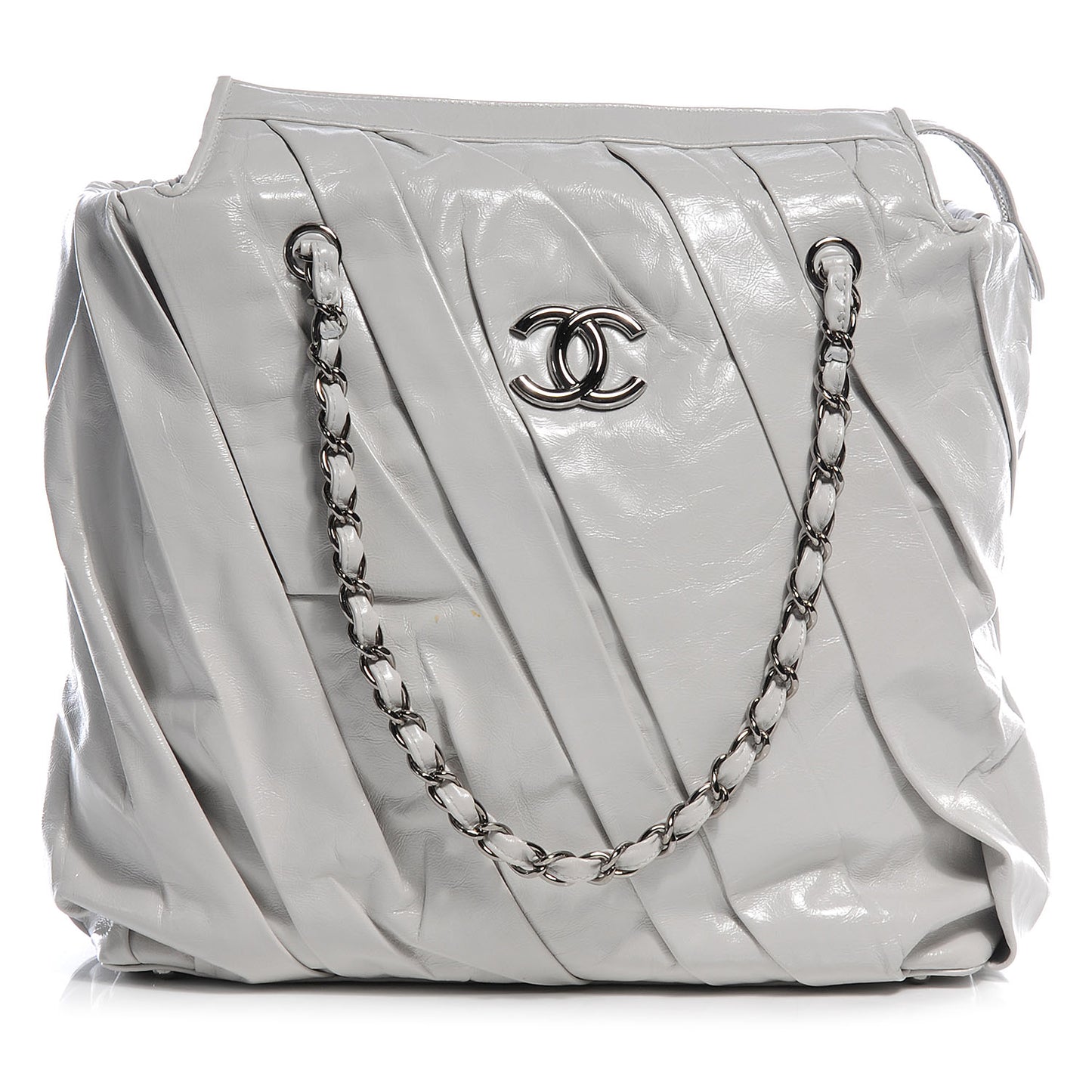 Leather CC Twisted Medium Tote Gray