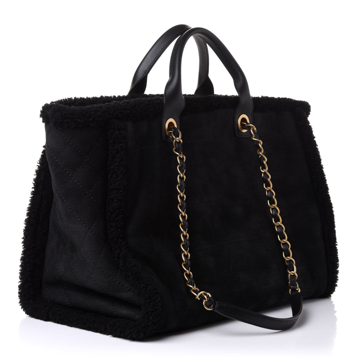 Shearling Large Deauville Tote Black