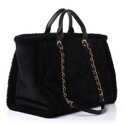 Chanel Shearling Large Deauville Tote Black 3 of 10