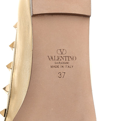 Valentino Garavani Metallic Calfskin Rockstud Bow Ballerina Flats 37 Platino 6 of 9