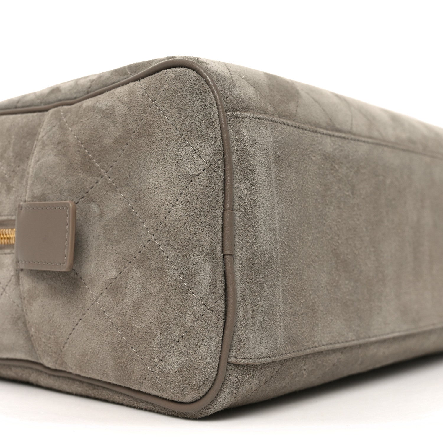 Chanel Suede Calfskin Quilted Large Perfect Bowling Bag Grey 9 of 10