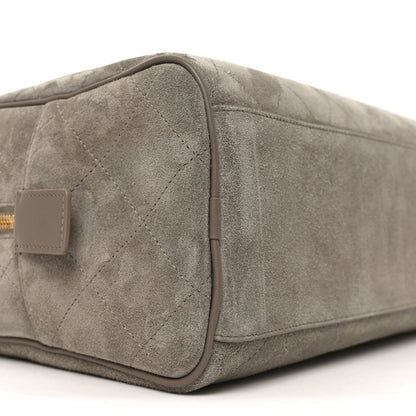 Chanel Suede Calfskin Quilted Large Perfect Bowling Bag Grey 9 of 10