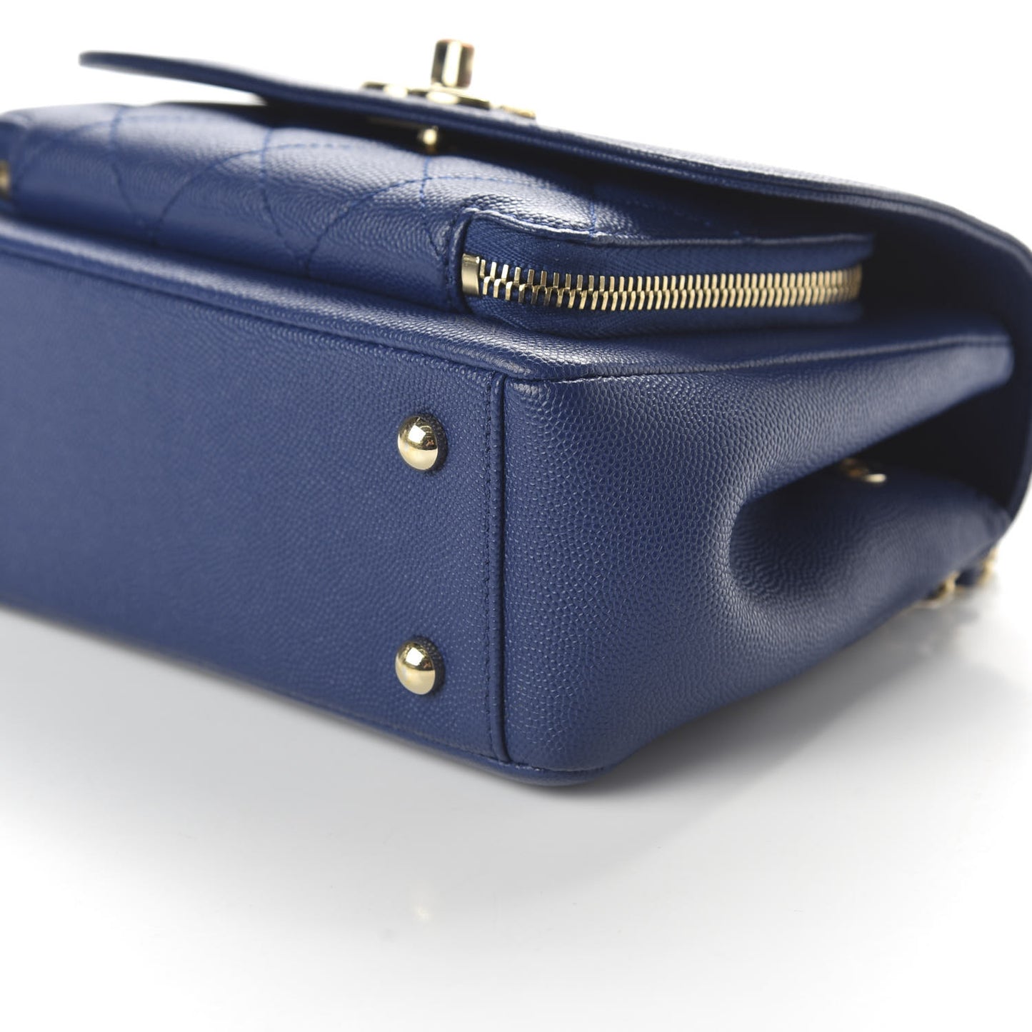 Caviar Quilted Small Business Affinity Flap Dark Blue