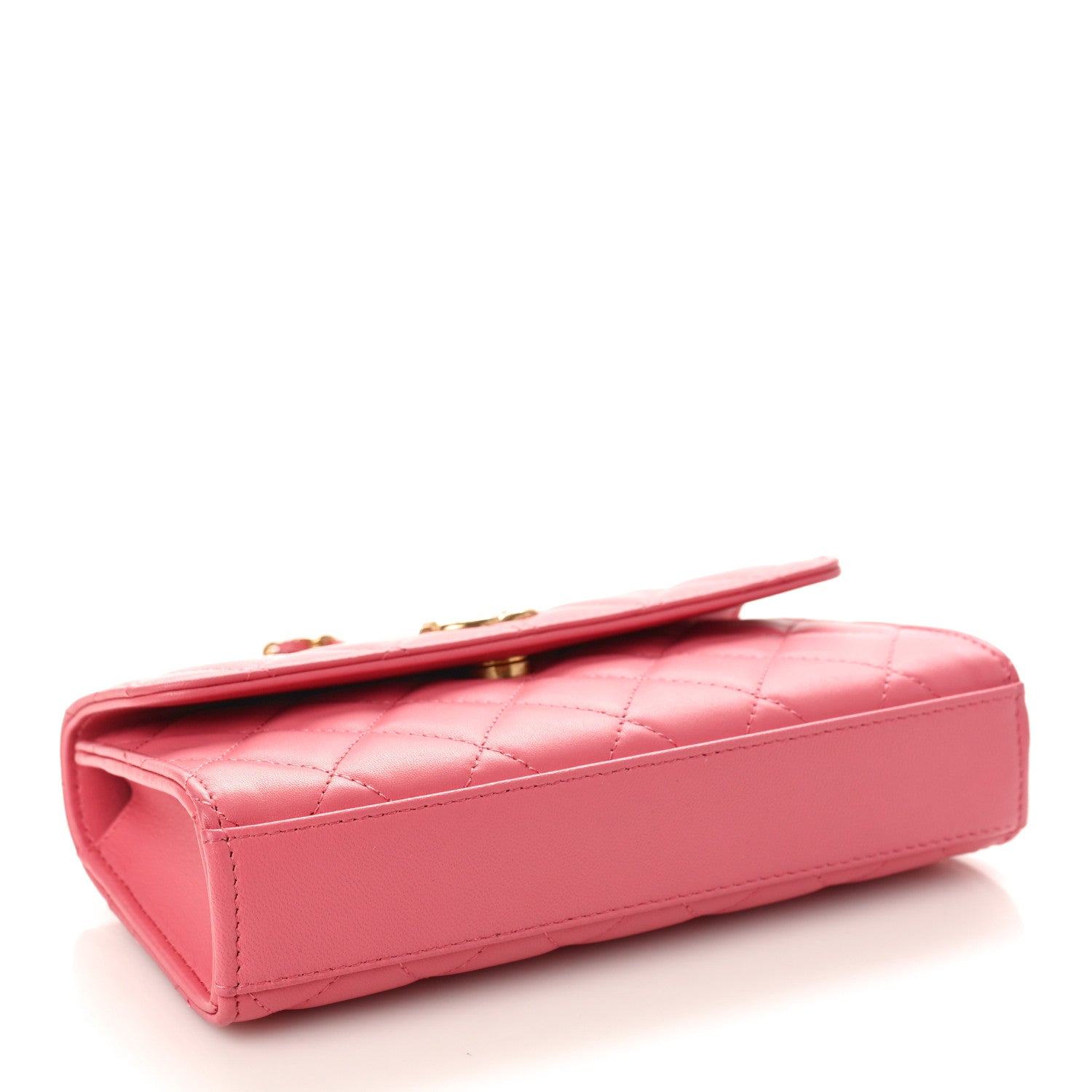 Chanel Lambskin Pearl Enamel Quilted Pearly Girl Handle Flap Phone Holder With Chain Pink 4 of 9