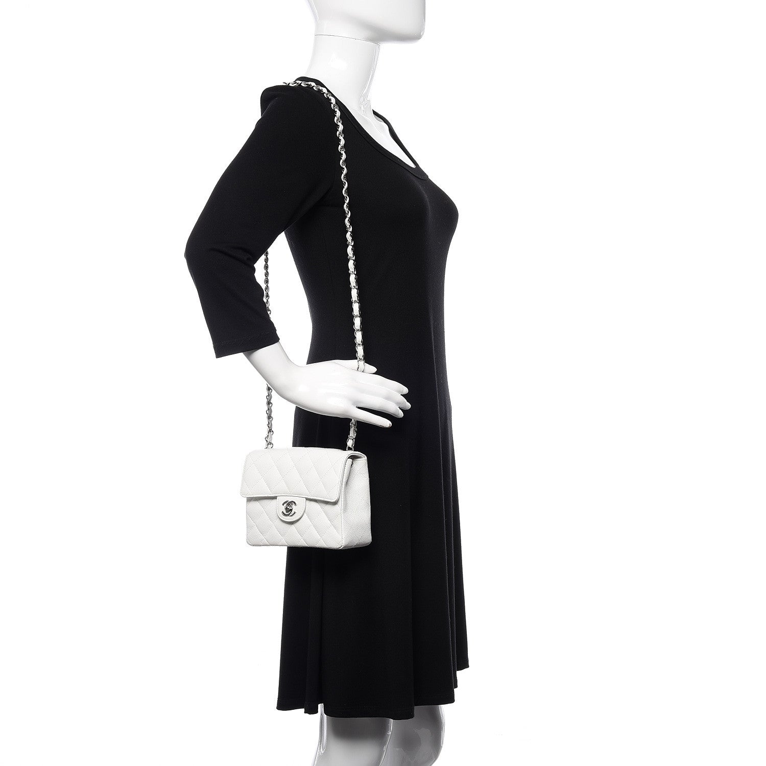 Chanel Caviar Quilted Mini Square Flap White 2 of 17
