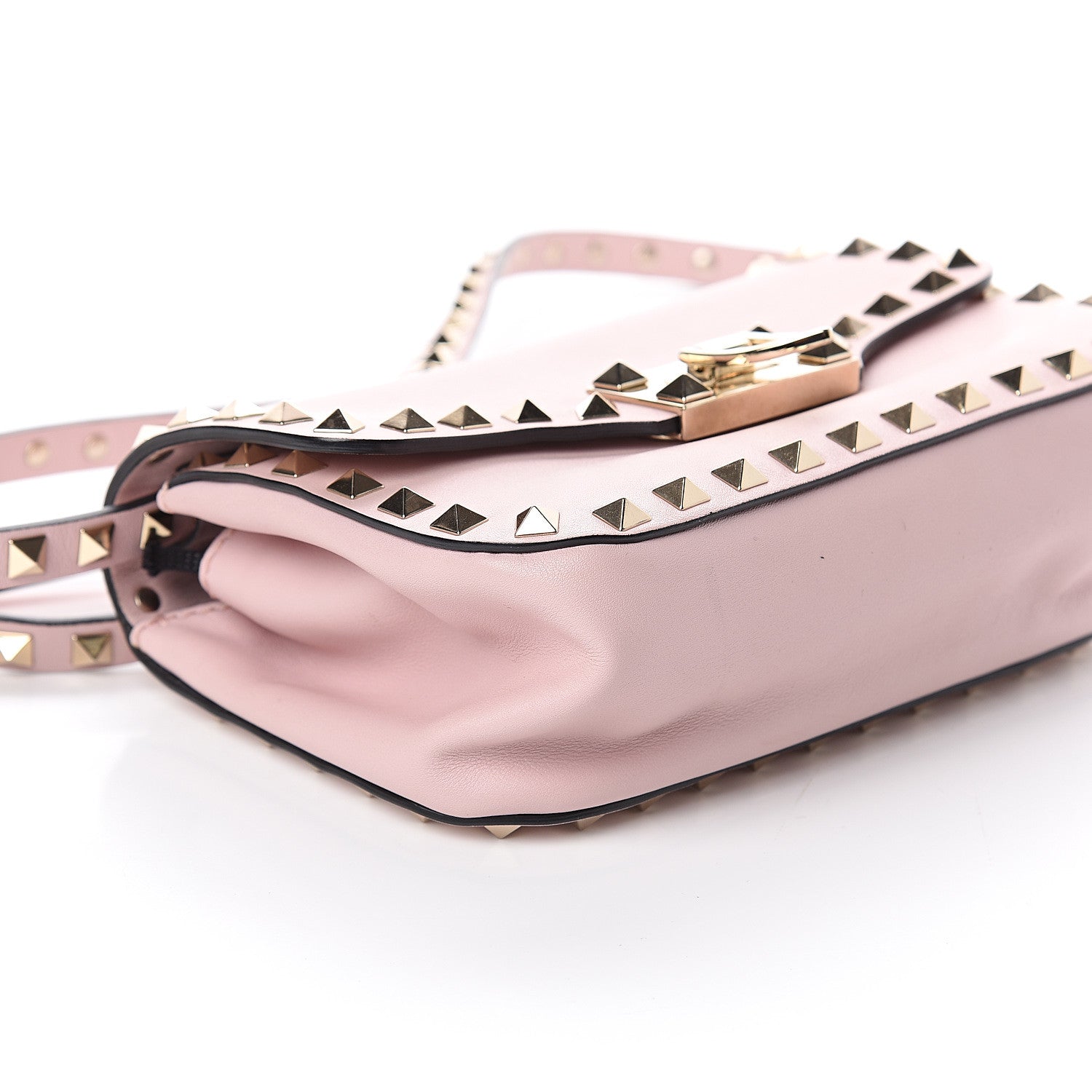 Valentino Garavani Vitello Mini Rockstud Flap Saddle Crossbody Bag Water Rose 6 of 7