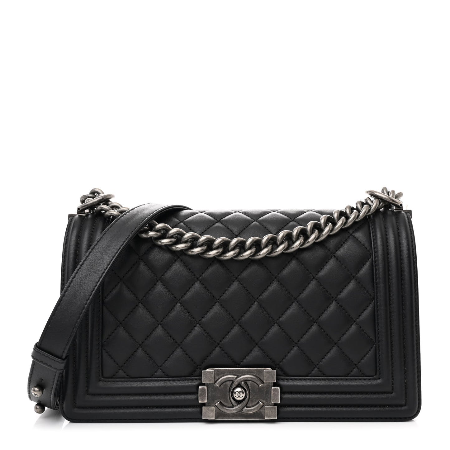 Calfskin Quilted Medium Boy Flap Black