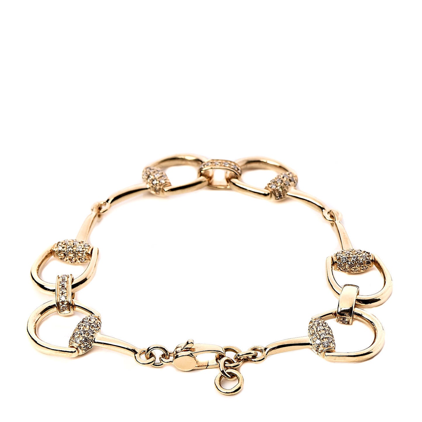 18K Yellow Gold Diamond Pave Horsebit Bracelet