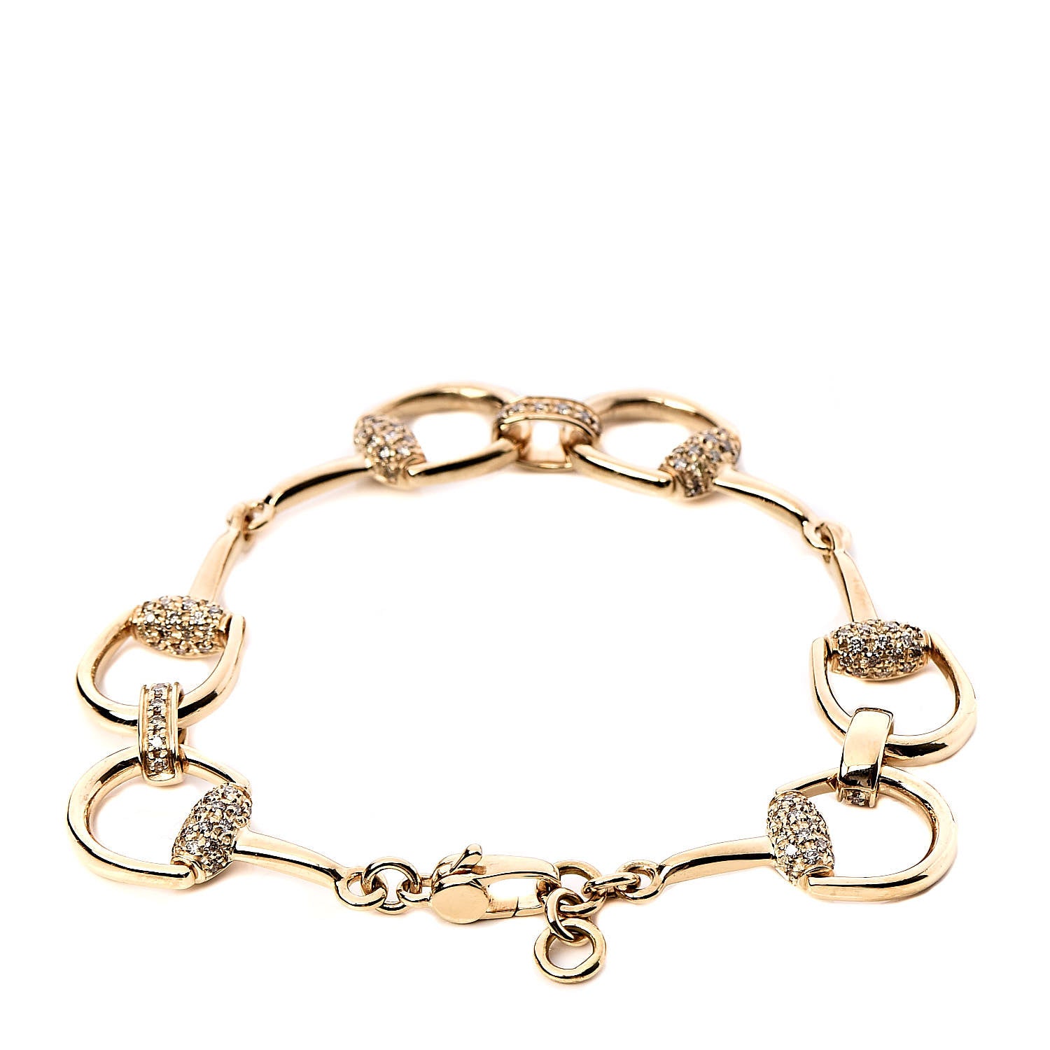 Gucci 18K Yellow Gold Diamond Pave Horsebit Bracelet 3 of 5