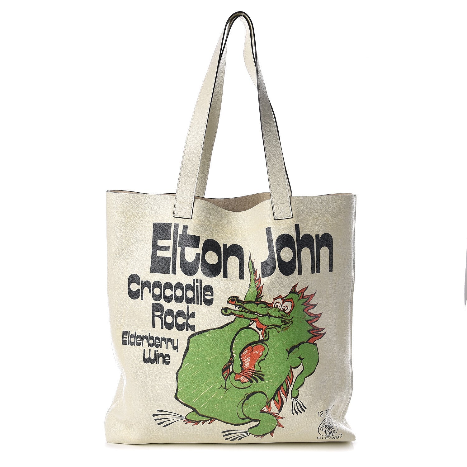 Gucci Calfskin Elton John Crocodile Rock Tote Off White 3 of 10
