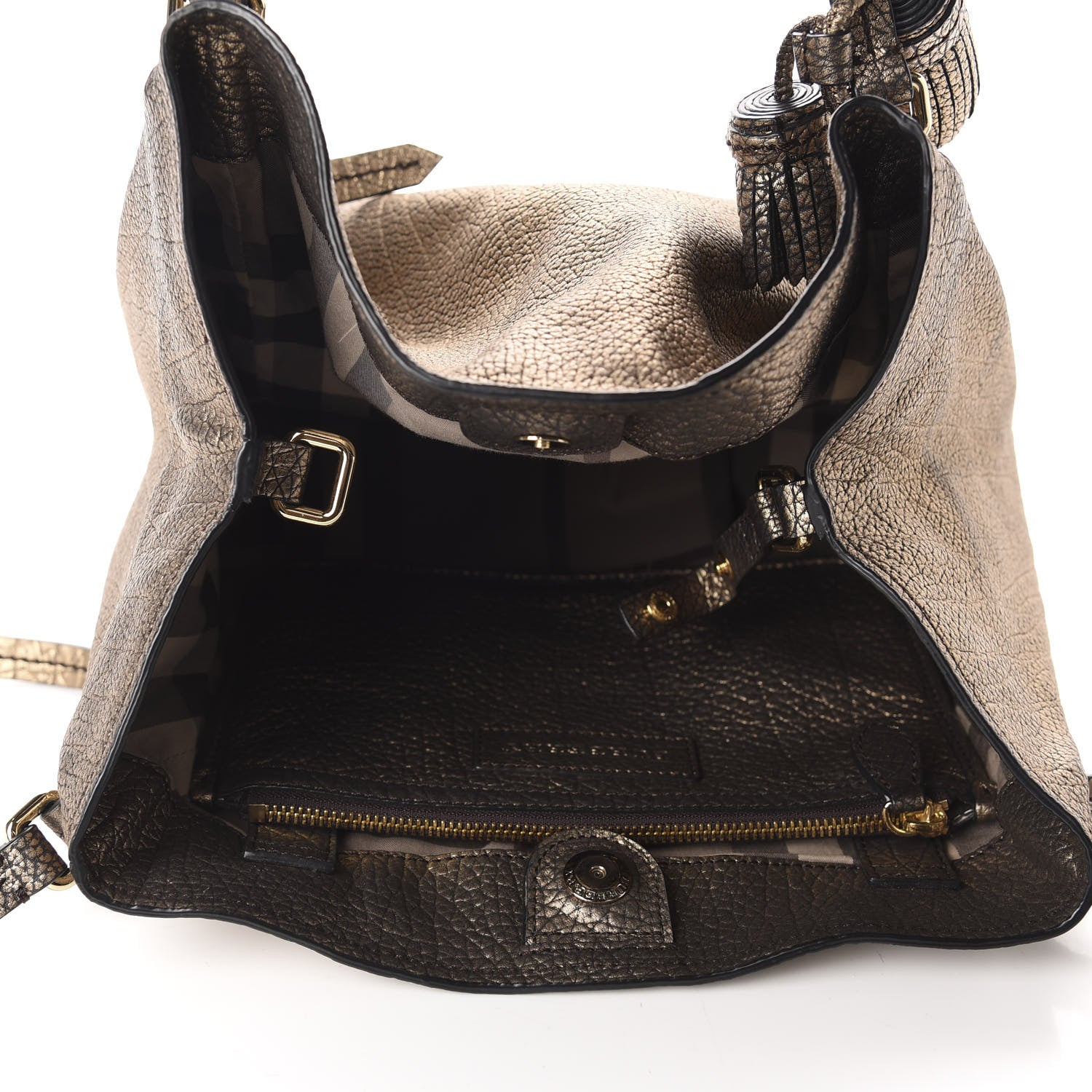 Burberry Metallic Grainy Calfskin Small Canterbury Tote Gold 5 of 13