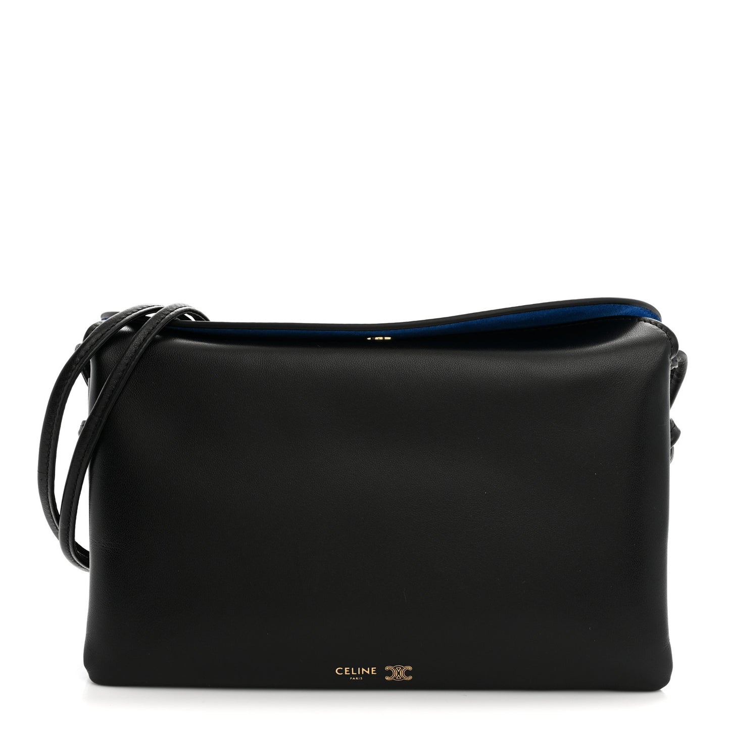 Smooth Lambskin Trio Flap Crossbody Bag Black