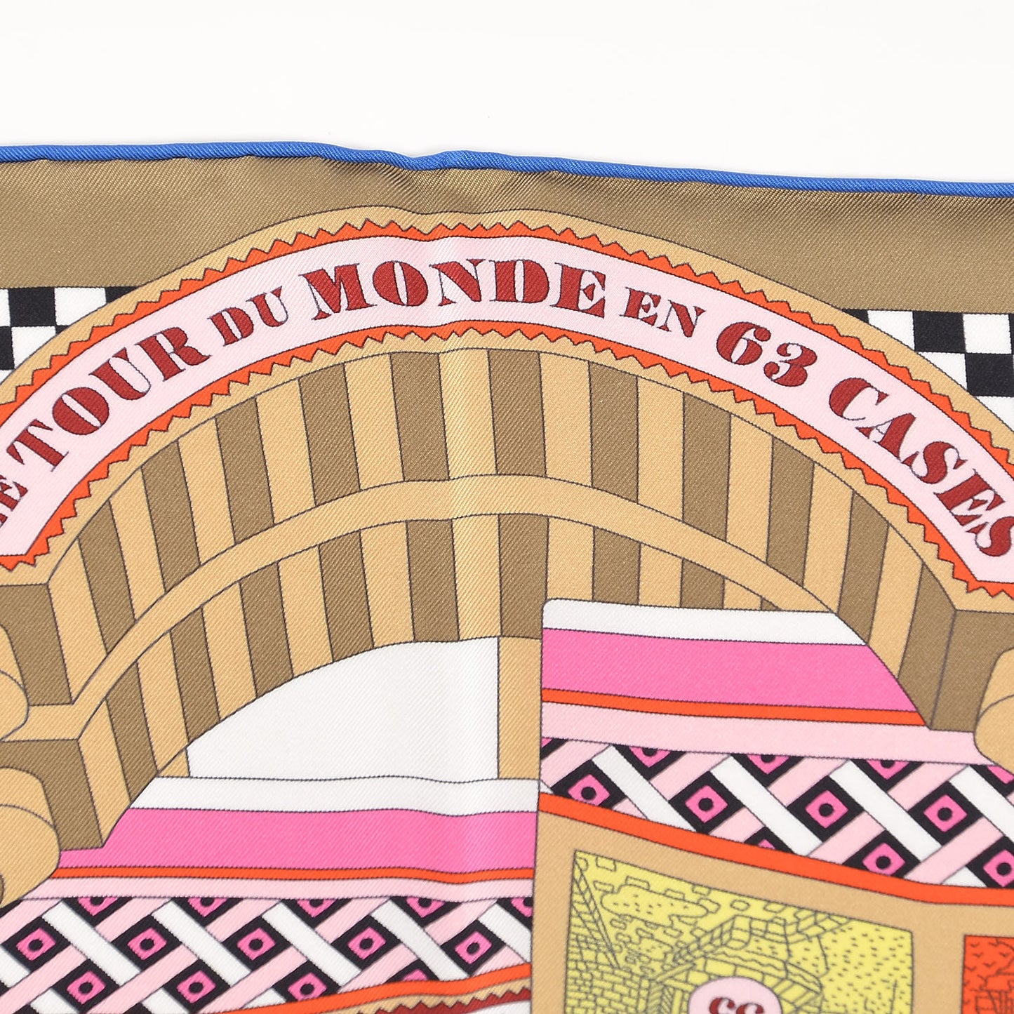 Silk Le Tour Du Monde En 63 Cases Scarf 90 Biege Jaune Rose
