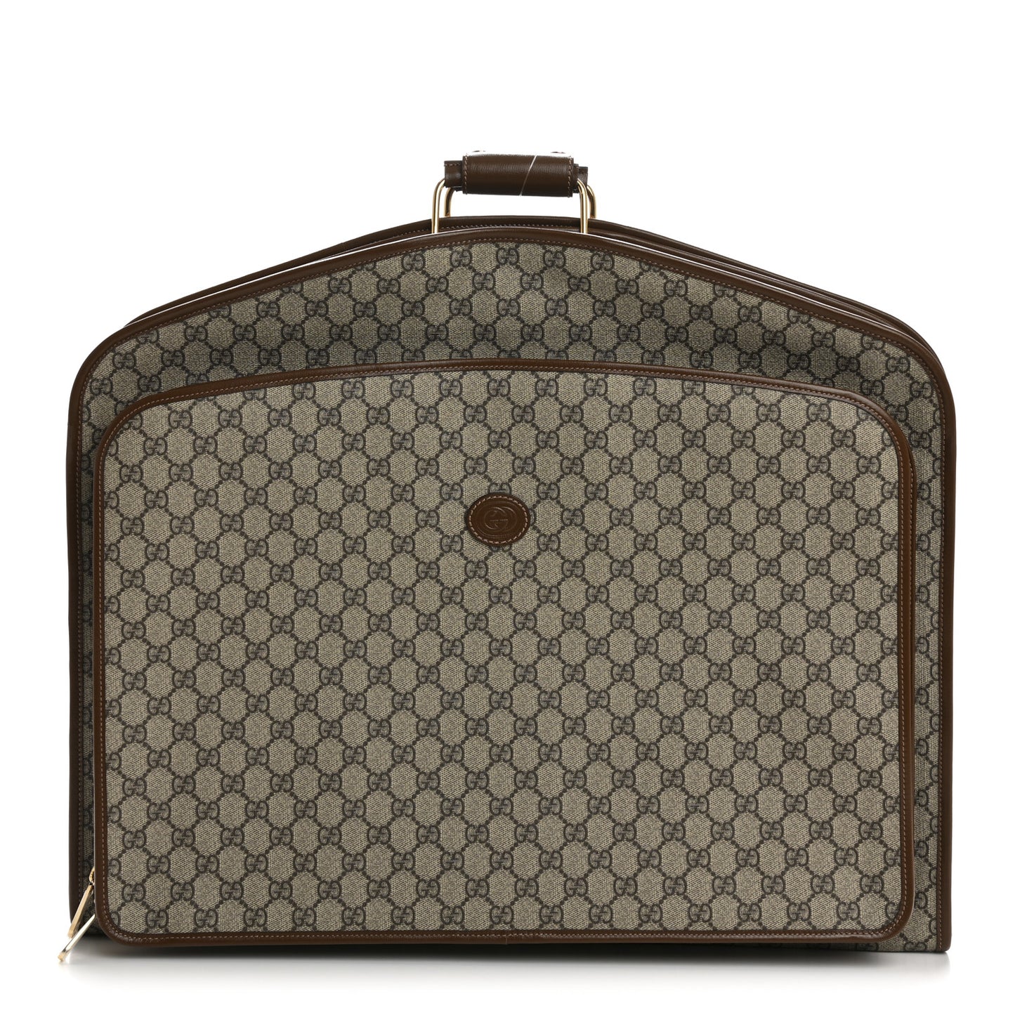 GG Supreme Monogram Azalea Calfskin Retro Interlocking G Hanger Garment Bag Beige Ebony Brown Sugar