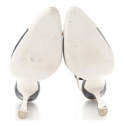 Chanel Lambskin Slingback Pumps 39.5 Black White 6 of 12