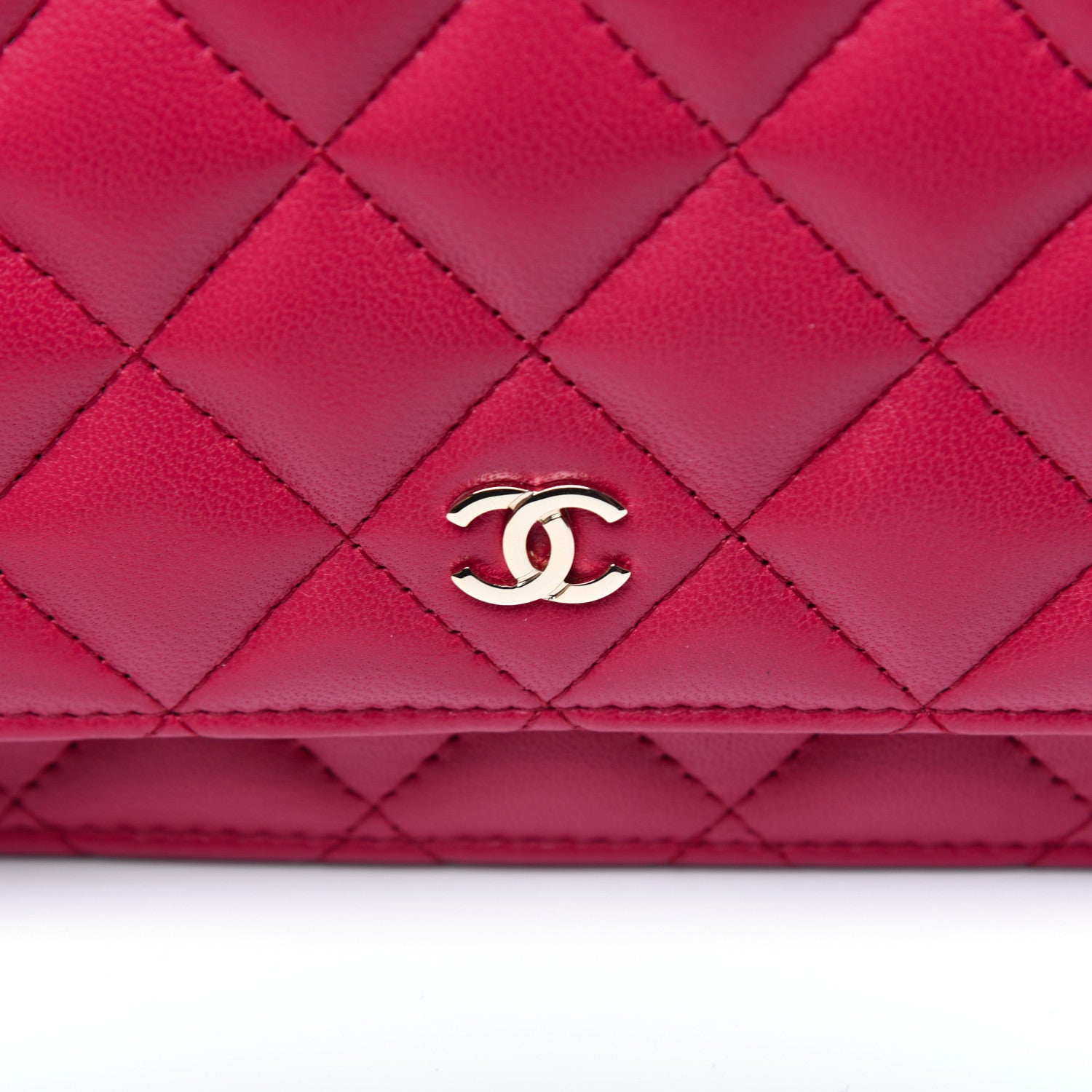 Chanel Lambskin Quilted Wallet On Chain WOC Light Red 18 of 20