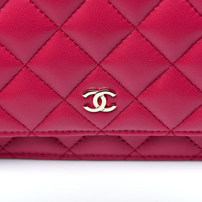 Chanel Lambskin Quilted Wallet On Chain WOC Light Red 18 of 20