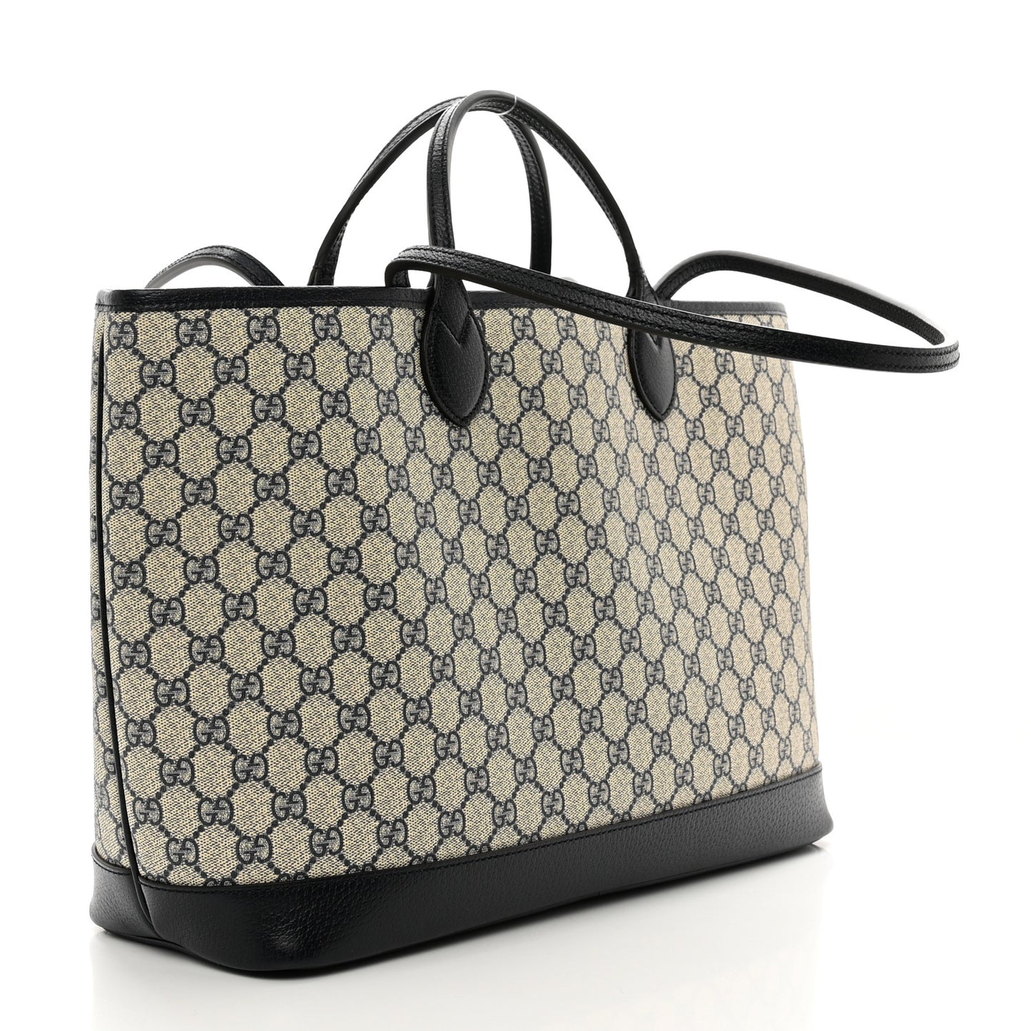 GG Supreme Monogram Textured Dollar Calfskin Medium Ophidia Shoulder Tote Bag Beige Blue