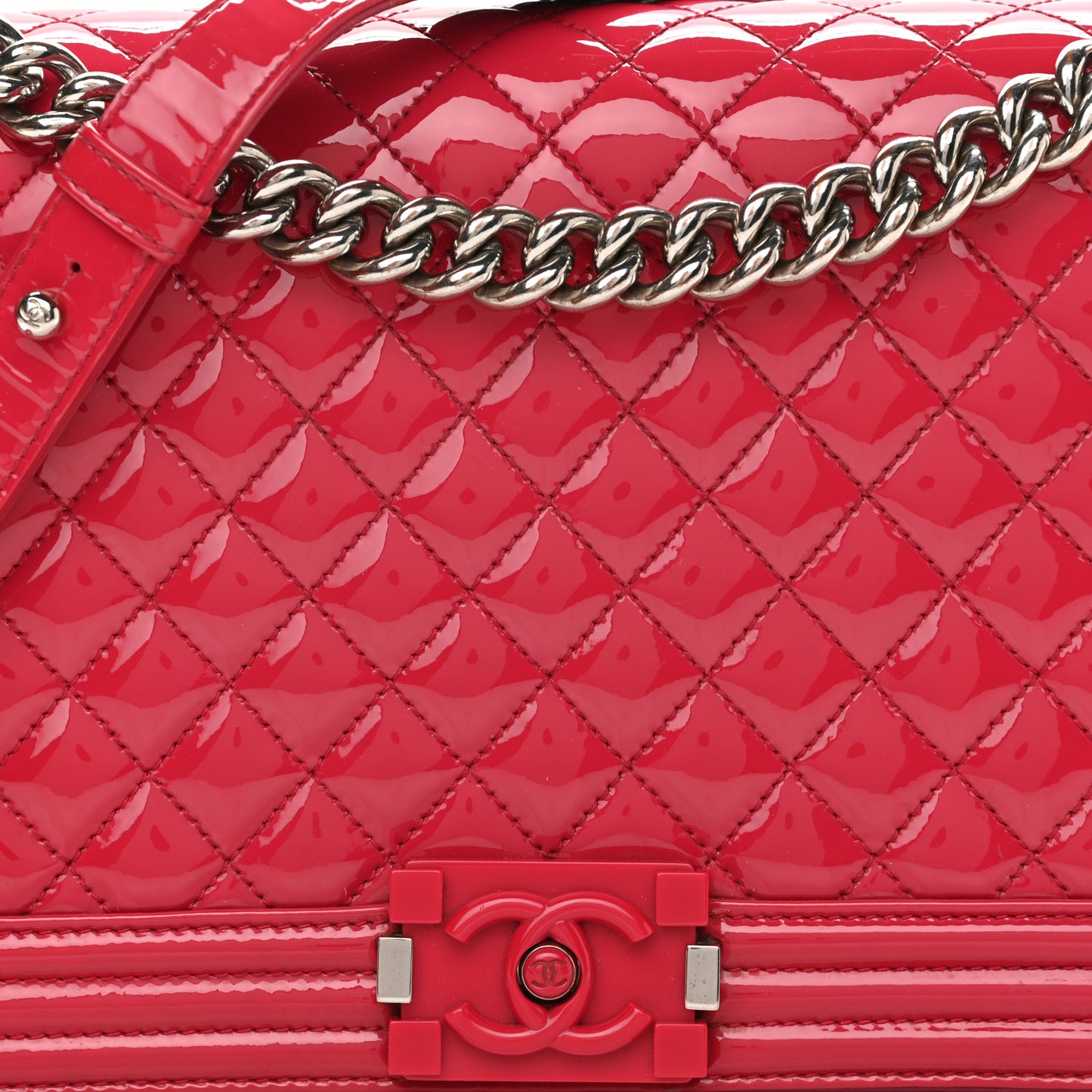 Patent Calfskin New Medium Plexiglass Boy Flap Pink