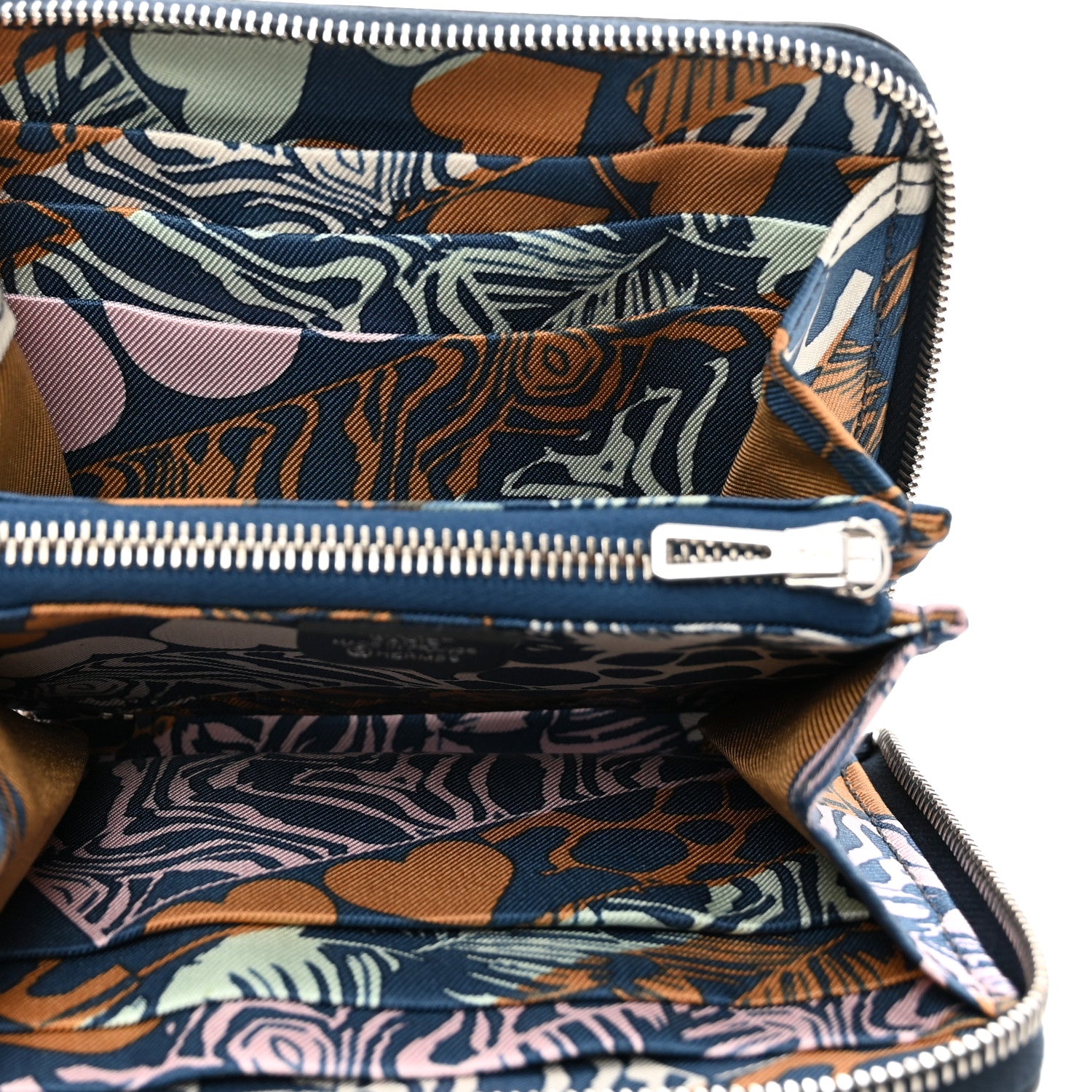 Hermes Epsom Silk'In Compact Wallet Bleu de Prusse White Navy Vert Fizz 5 of 7