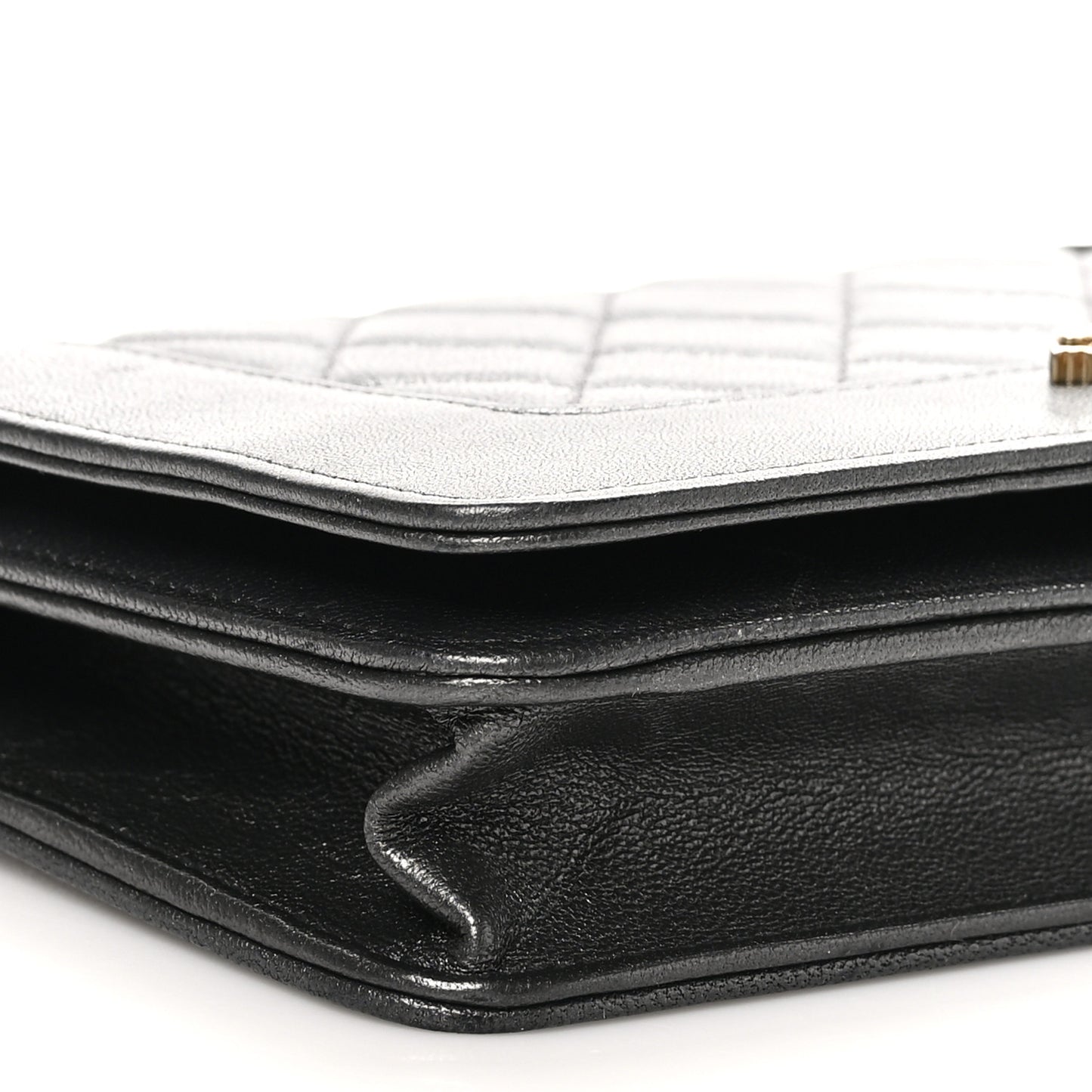 Sheepskin Quilted Mademoiselle Vintage Wallet On Chain WOC Ruthenium