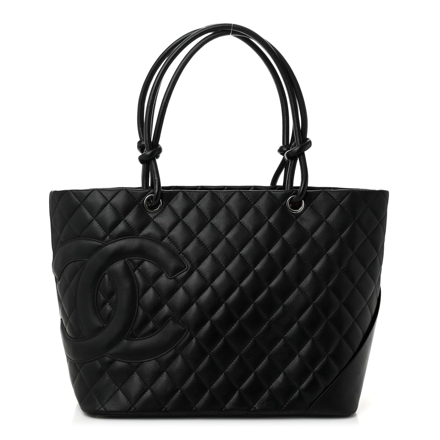 Calfskin Quilted Large Cambon Tote Black
