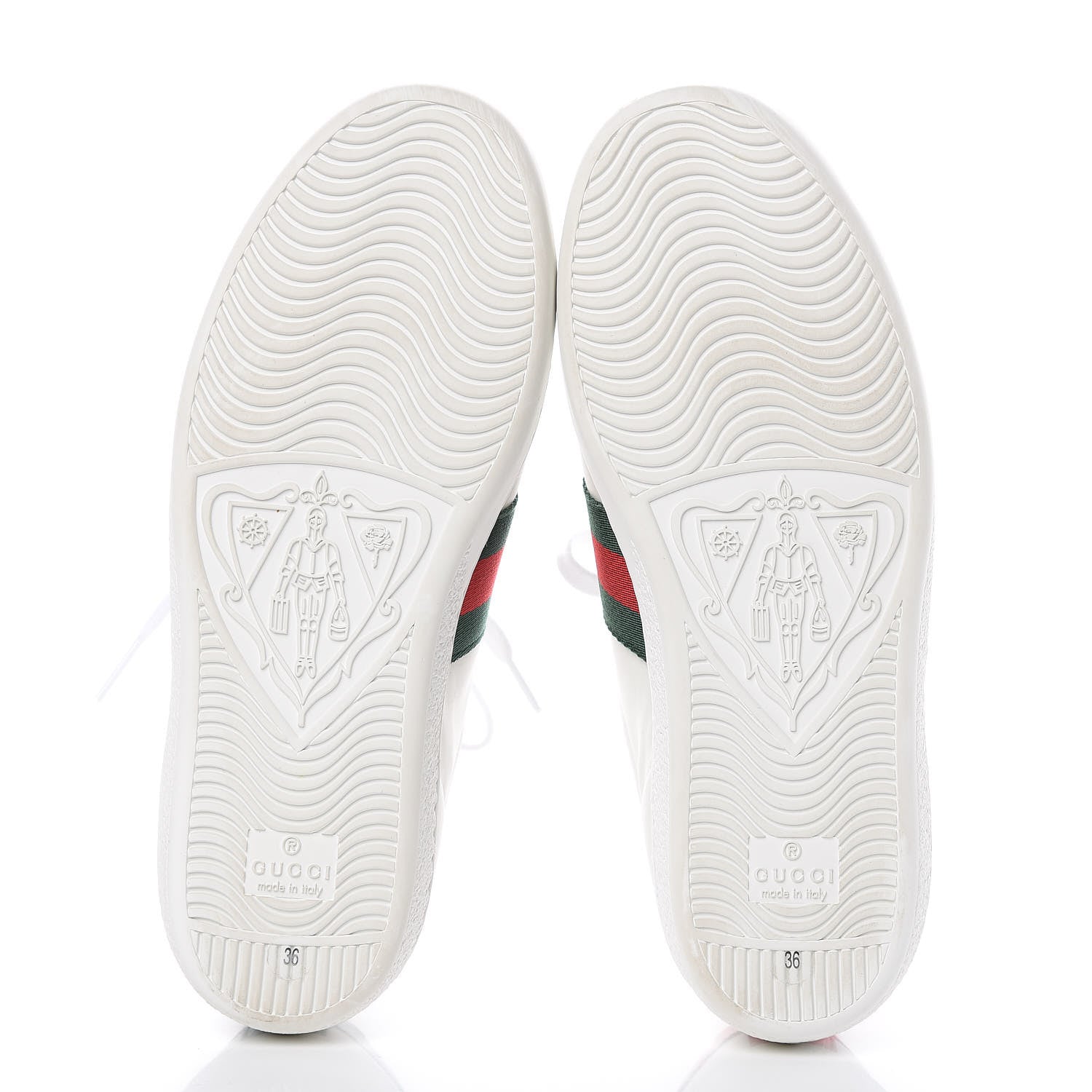 Gucci Calfskin Ayers Bee Embroidered Womens Ace Sneakers 36 White Green 5 of 10