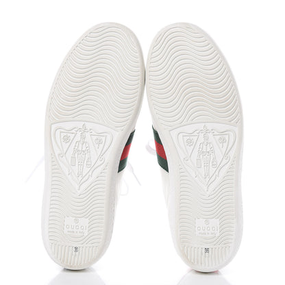 Gucci Calfskin Ayers Bee Embroidered Womens Ace Sneakers 36 White Green 5 of 10