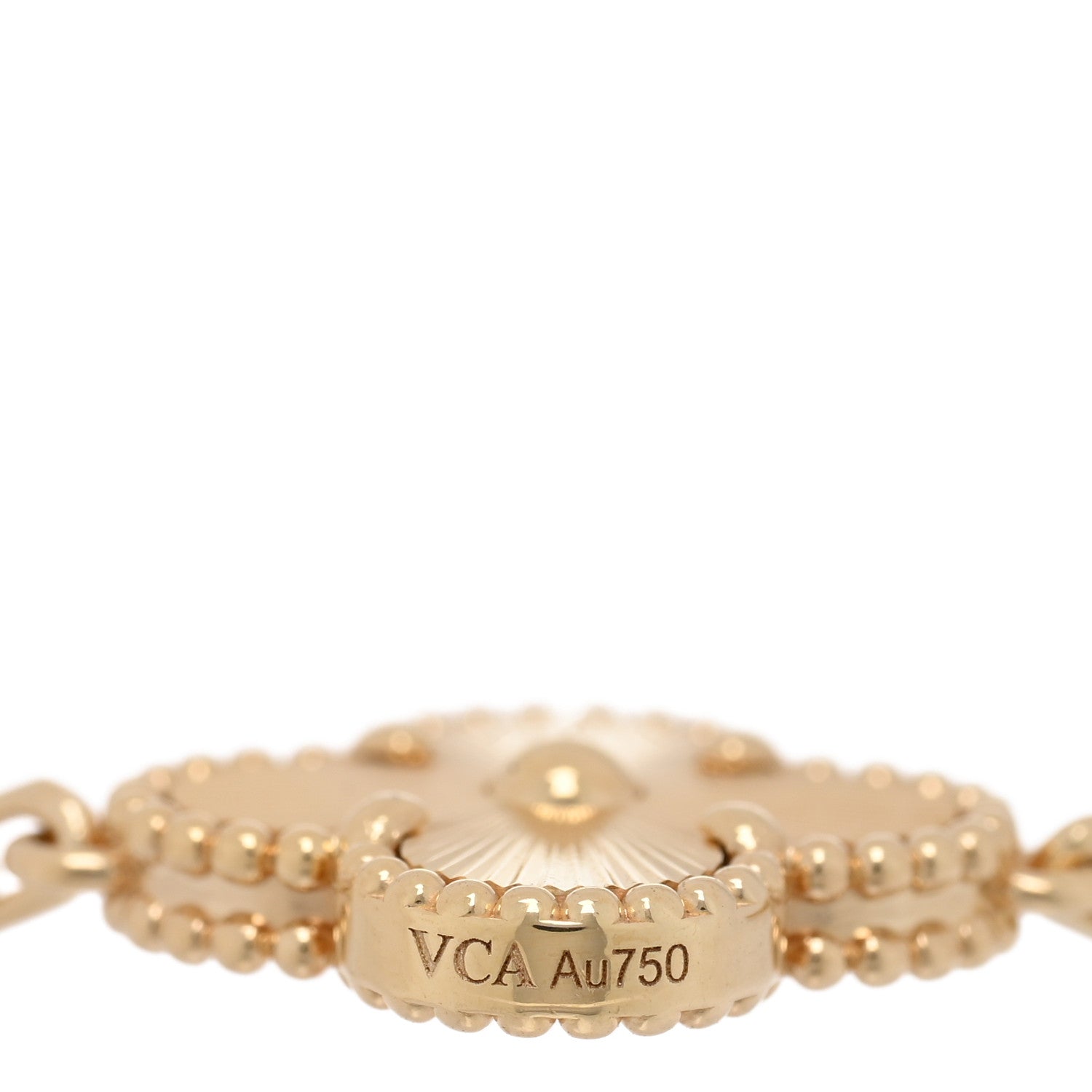 Van Cleef & Arpels 18K Yellow Gold Diamond 5 Motifs Guilloche Vintage Alhambra Bracelet 3 of 4