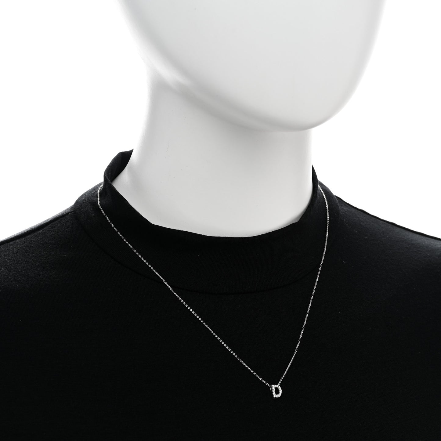 18K White Gold Diamond Love Letter D Pendant Necklace