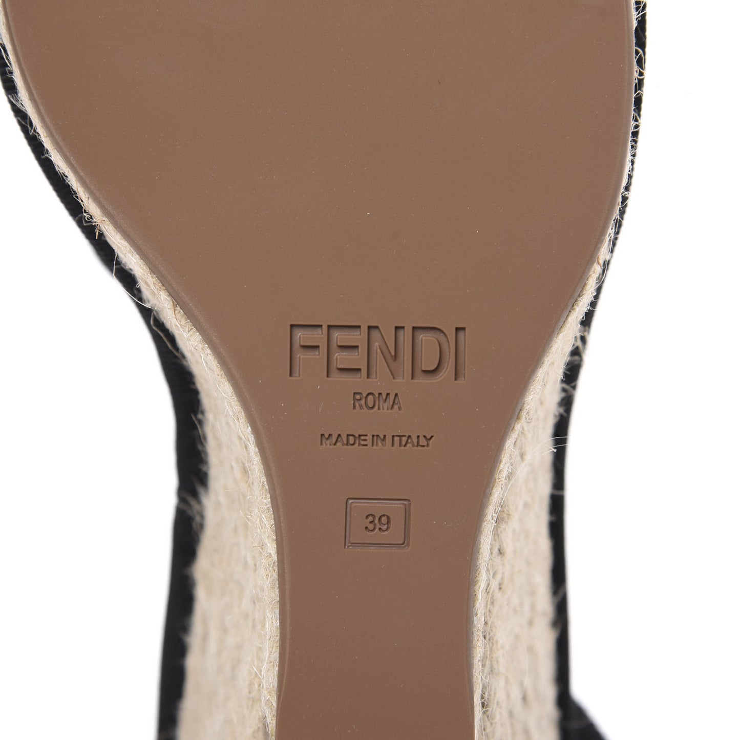 Canvas FF Embroidered Roma Ankle Wrap Espadrille Wedges 39 Black