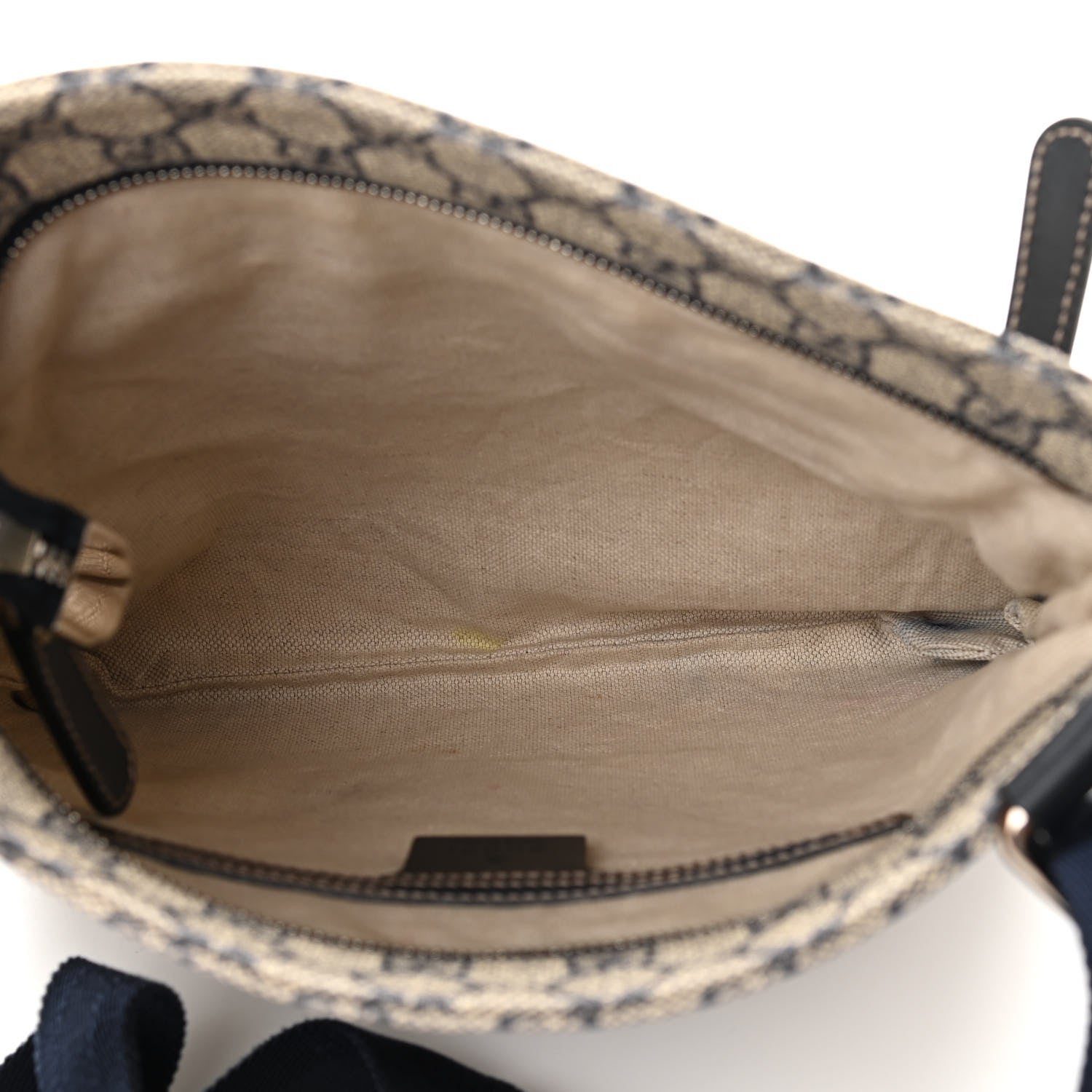 Gucci GG Supreme Monogram Small Flat Side Zip Messenger Bag Beige Blue 5 of 10