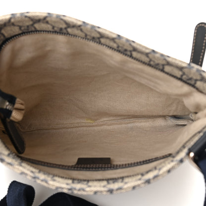 Gucci GG Supreme Monogram Small Flat Side Zip Messenger Bag Beige Blue 5 of 10